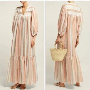 Love Binetti Light My Fire Striped Cotton Maxi Dress sz L